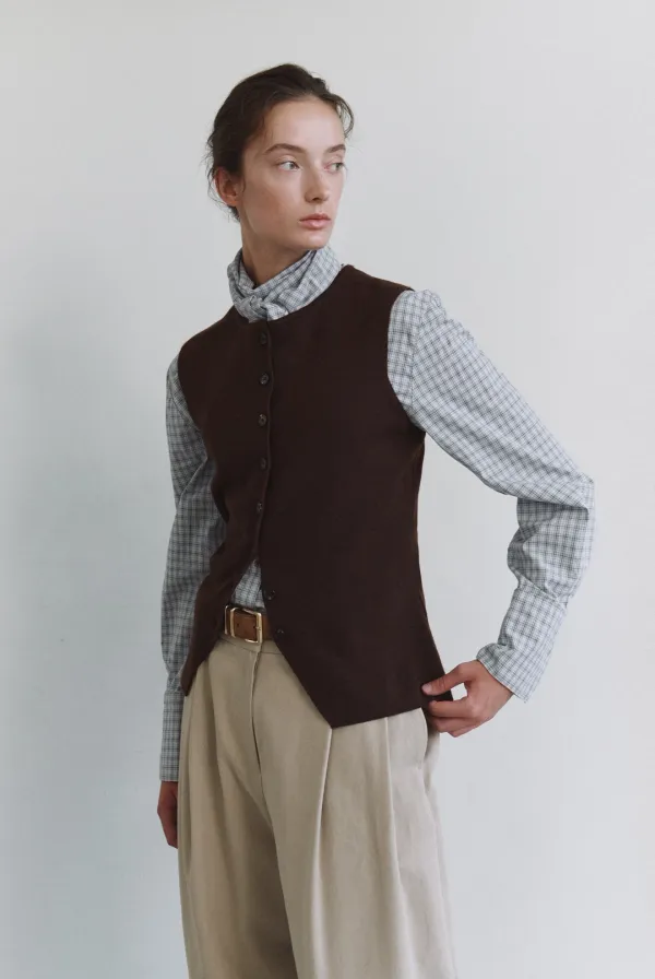 Rosy Tie Check Blouse (Sky Blue)