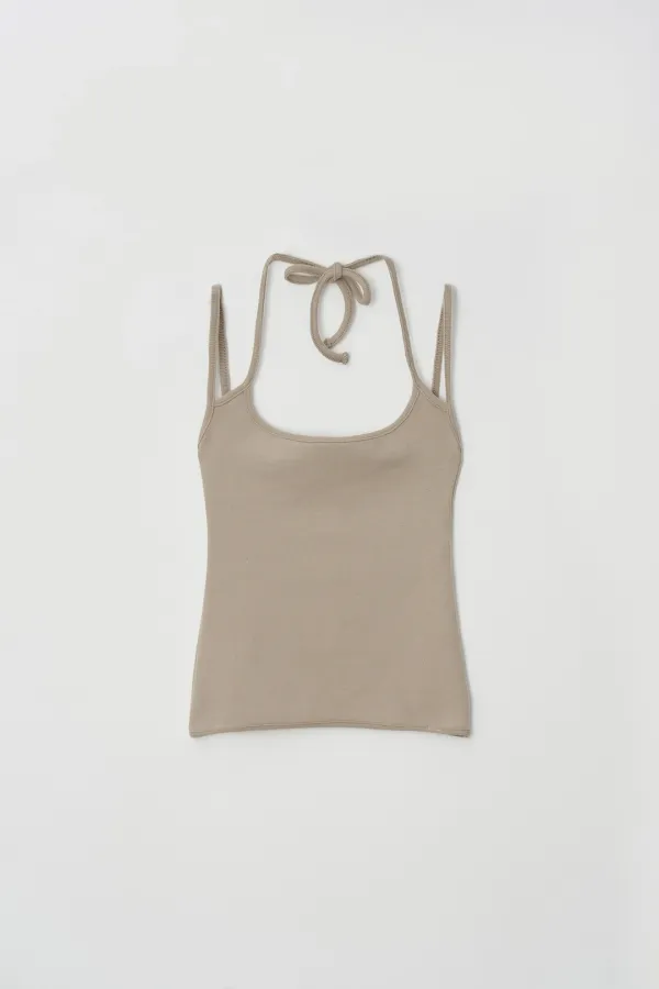 peach halter top (beige)