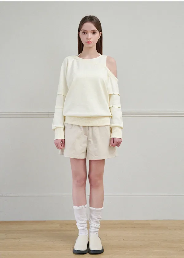  [44-120]  Cutiepie Strap Off Shouder Sweatshirt  큐티파이 스트랩 오프숄더 스웻셔츠 (봄-가을-데일리룩-유니크룩-페미닌룩-오프숄더-다이마루-자체제작-빅사이즈) 