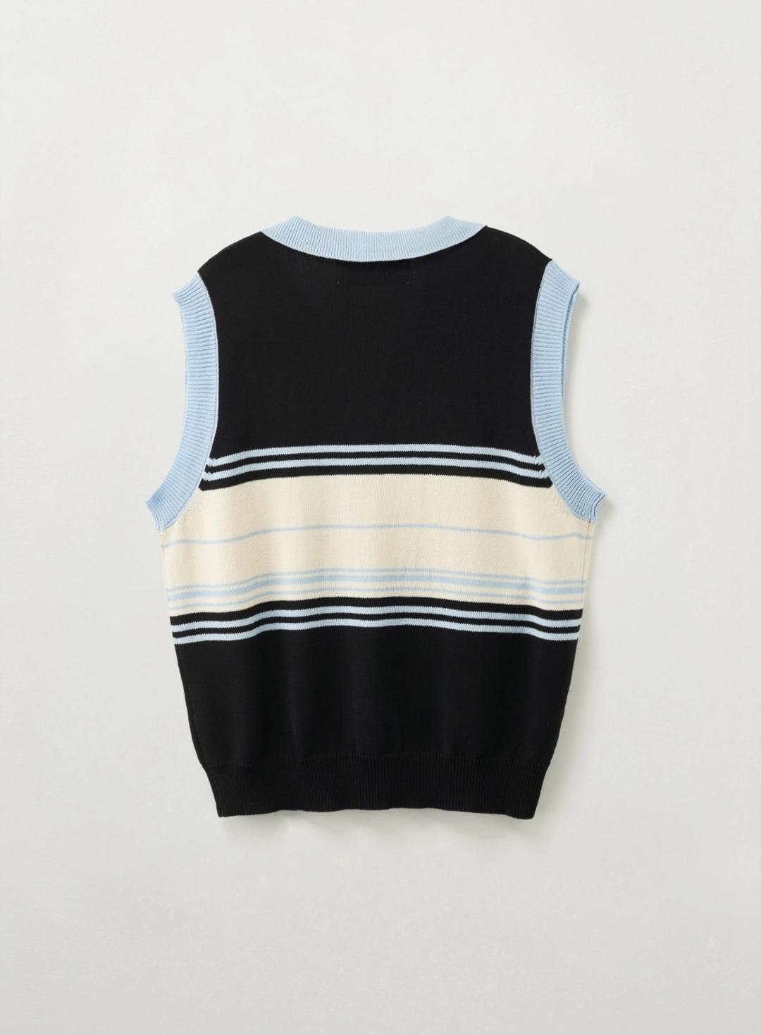 세터 [RIIZE\'s Pick] Open Collar Knit Vest - Black 상품 이미지 3