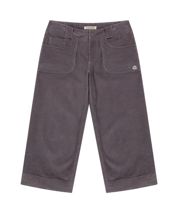 RUSTIC CORDUROY CAPRI PANTS PURPLE GREY
