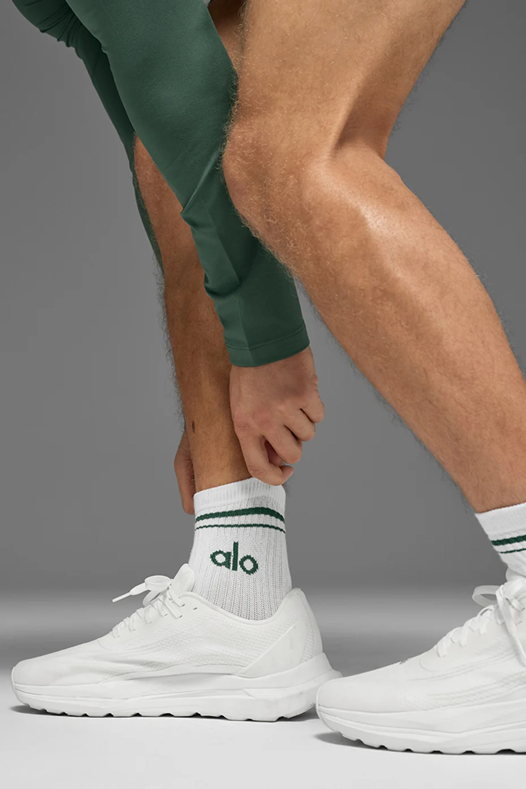 알로요가 Unisex Half-Crew Throwback Sock - White/Clover Green 상품 이미지 3