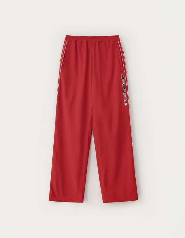 Warm Nylon String Pants - Red
