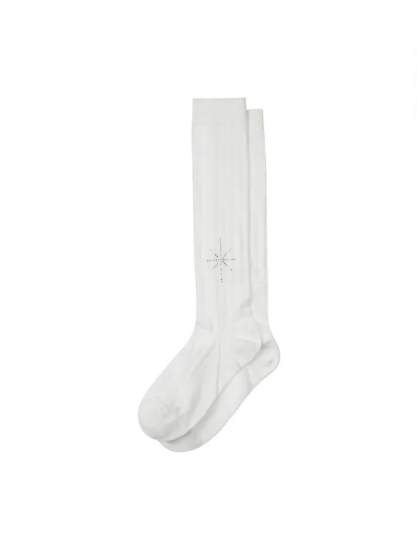 [1st REORDER] GLITTERING GEM RIBBED SOCKS [WHITE]