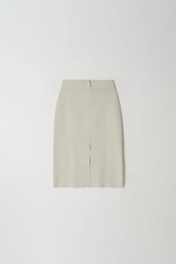 Banding Knit Skirt (light gray)