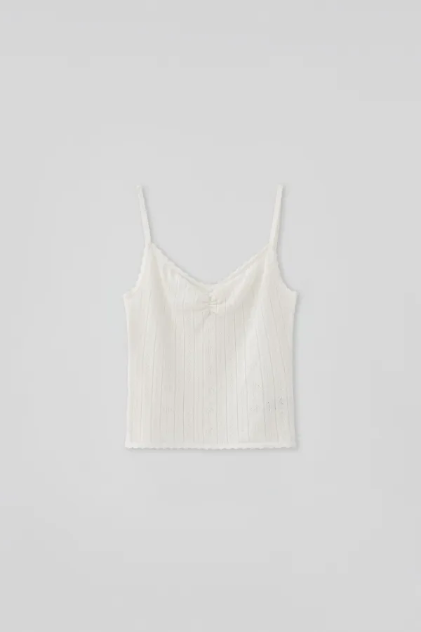 (1st re-stock) T/T Eyelet shirred knit top (white)