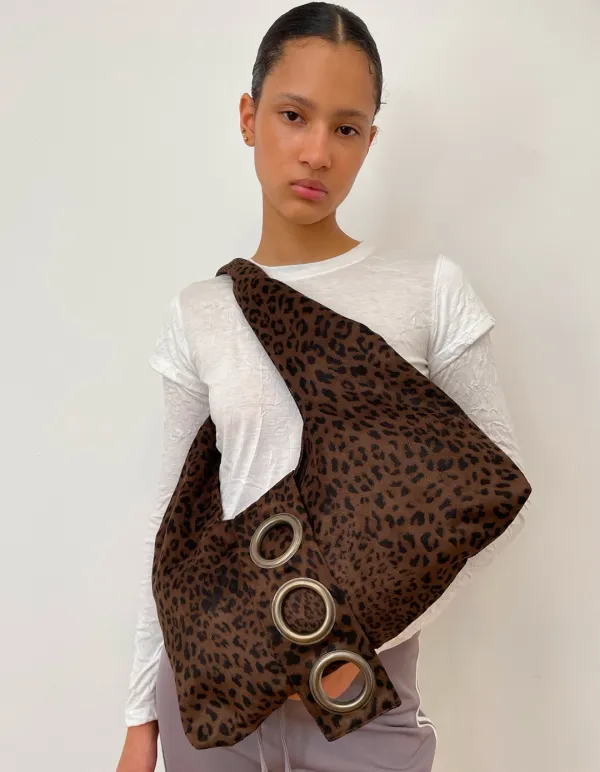 LEOPARD THREE LOOP BAG, BROWN