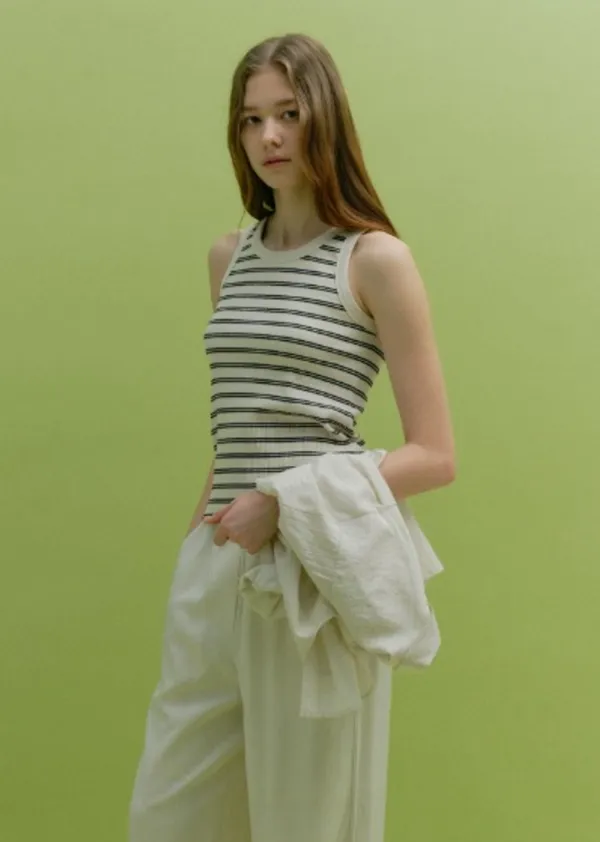 ROUND STRIPE SLEEVELESS (ivory stripe)