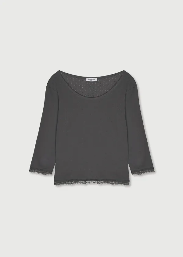 [2ND] LACE MOON TEE - CHARCOAL