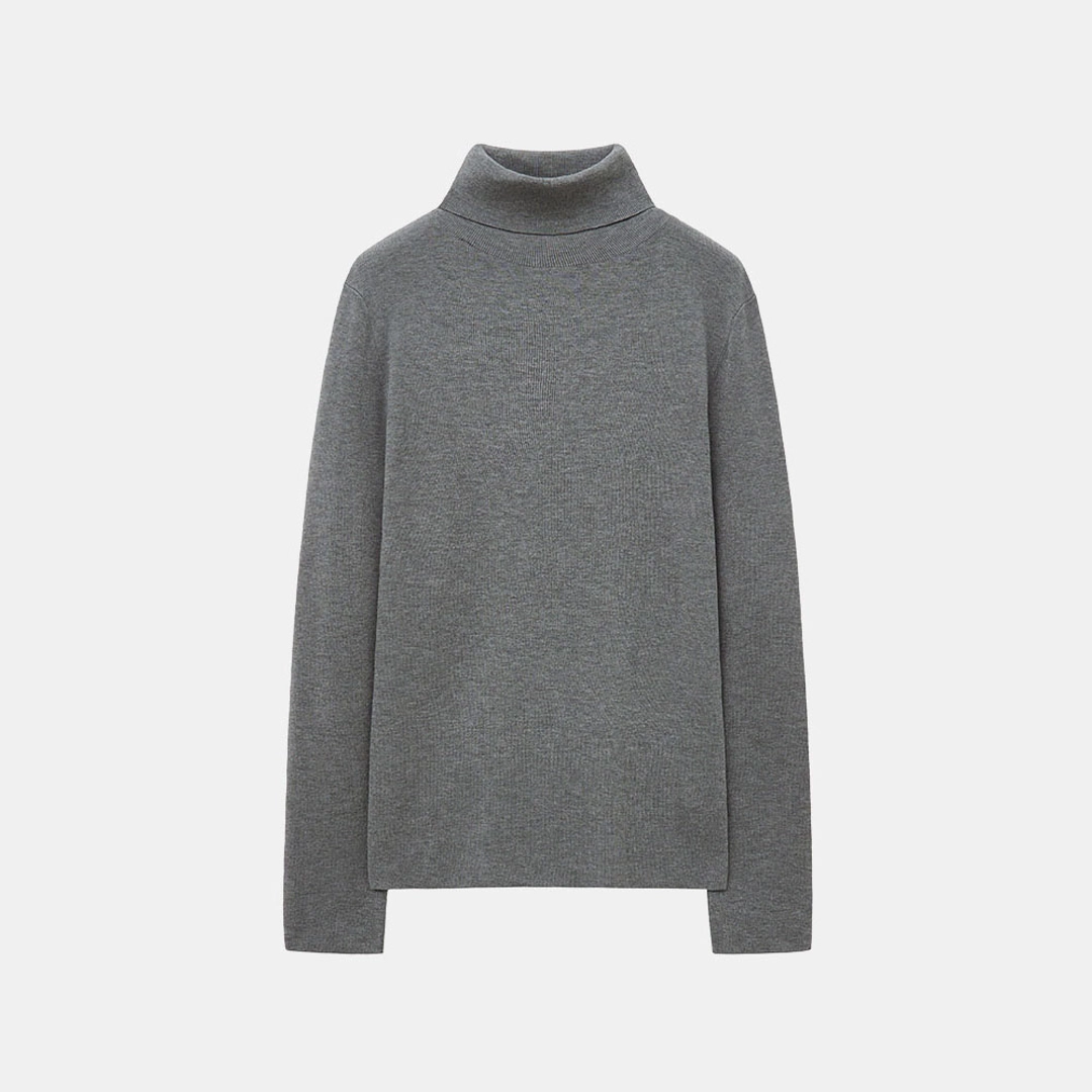 시야쥬 SIKN2155 컴포트 슬림 터틀넥 니트_Melange gray 상품 이미지 3