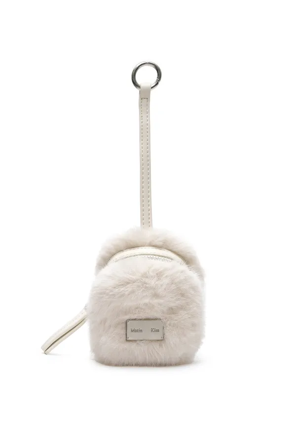 SOFT FUR MINI CUBE POUCH IN IVORY