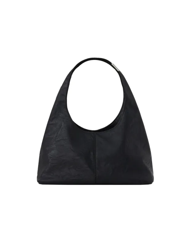 G LEATHER HALF SHOULDER BAG (BLACK)