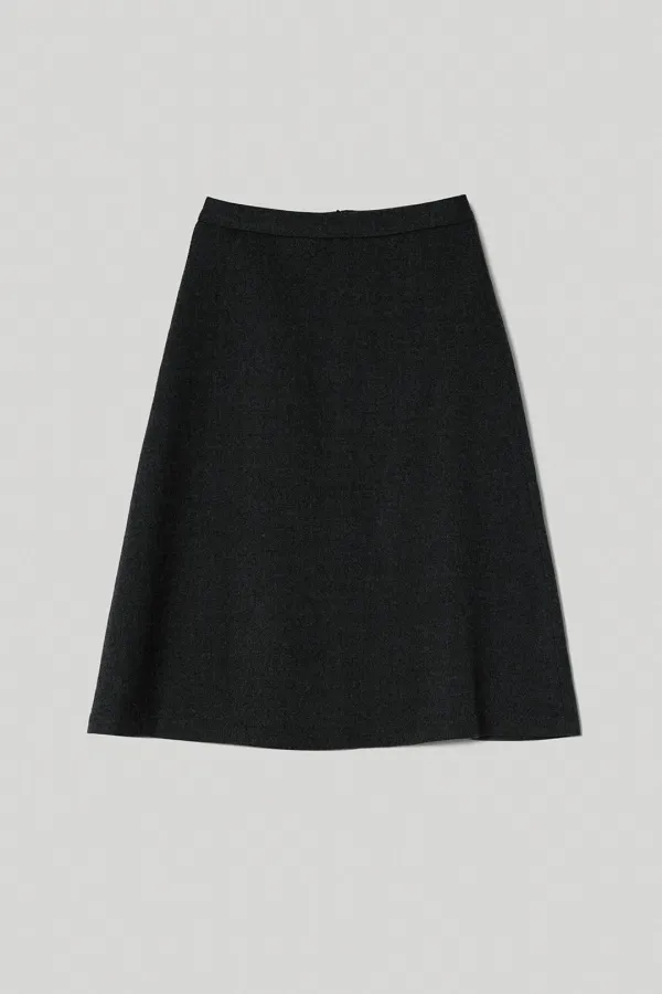 Wool flared skirt (Charcoal)