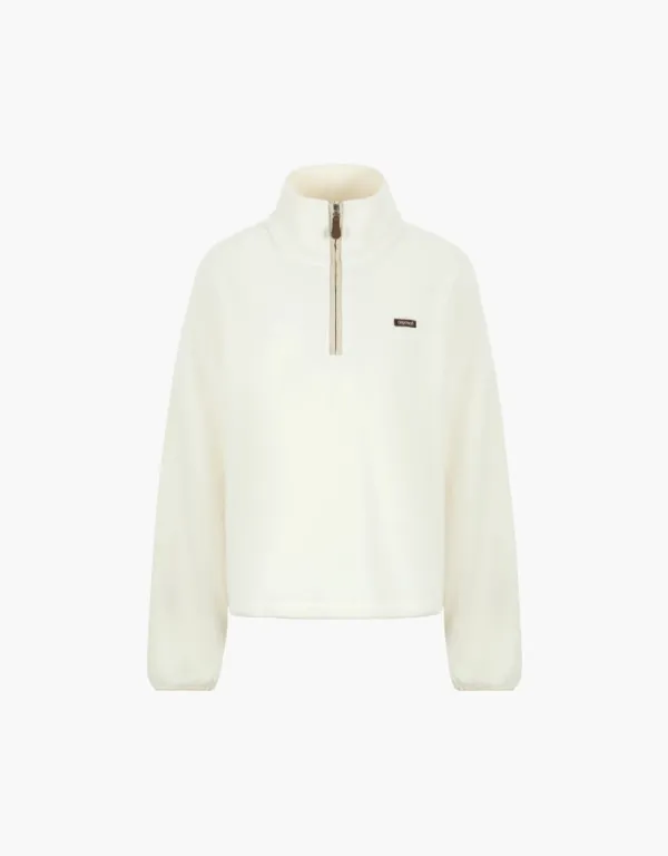 box logo fleece half zip up - ivory
