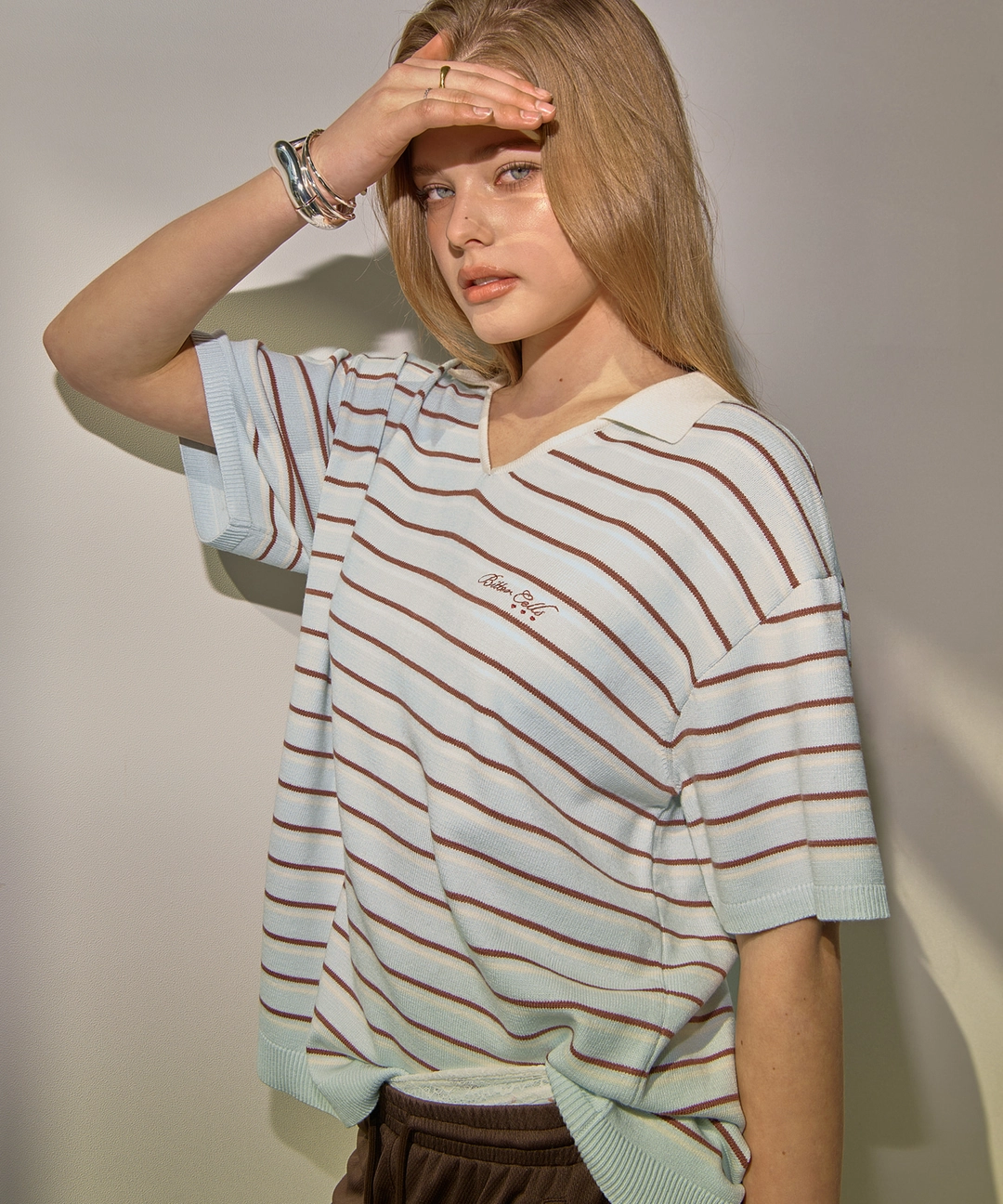 비터셀즈 Millie Stripe Collar Knit-Sky Blue 상품 이미지 2
