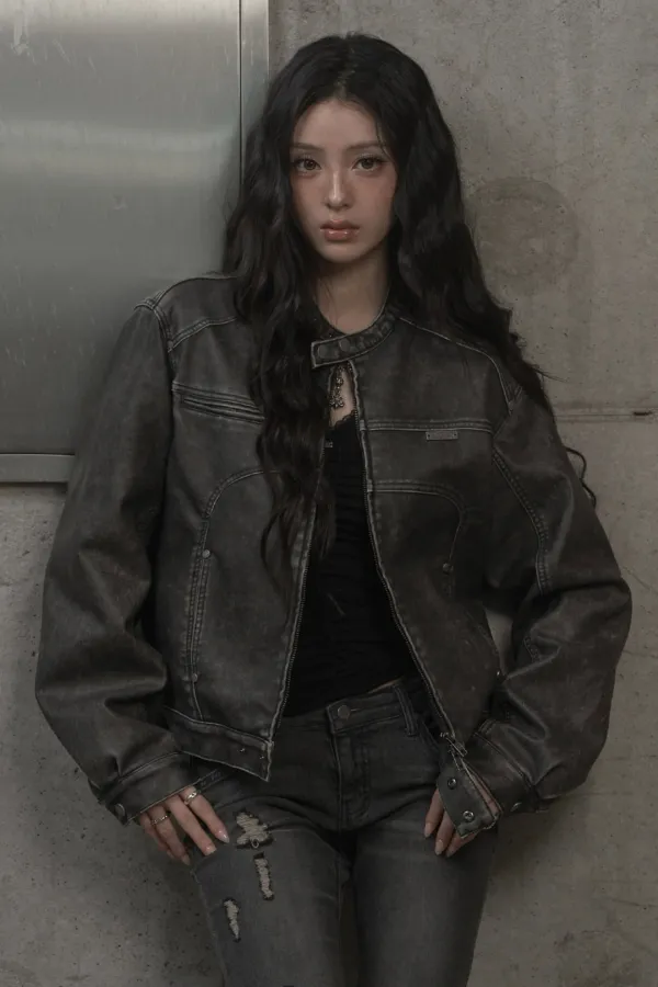 Vintage Washed Leather Jacket