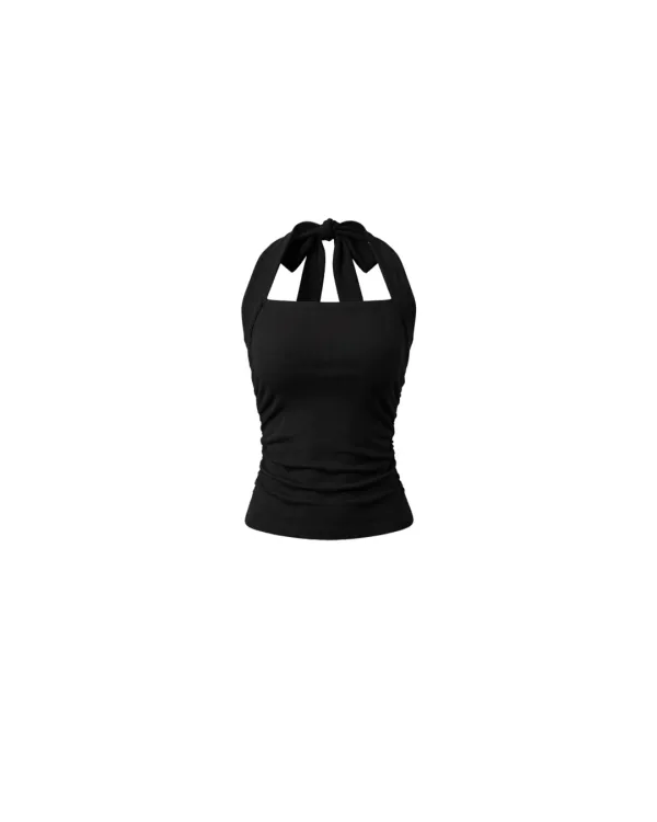 [2nd order] Mellow ribbon top - Black