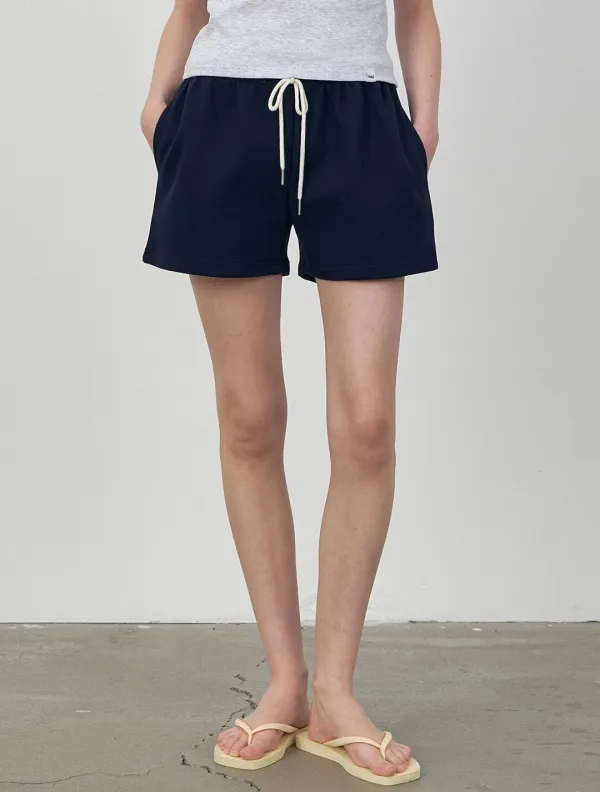Basic string sweat short pants_Navy