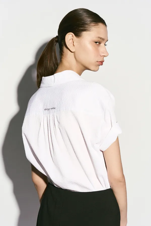 SEERSUCKER HALF SLEEVE SHIRTS WHITE