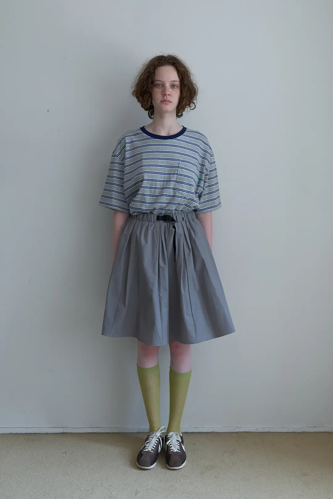 노컨텐츠 75. Belt midi skirt _ Grey 상품 이미지 2