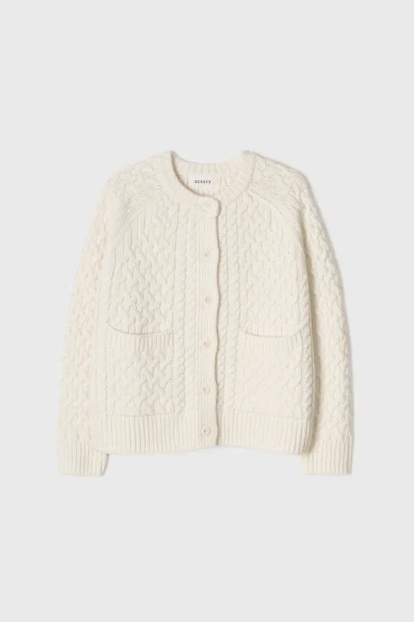 Arlo Cable Knit Cardigan (Ivory)