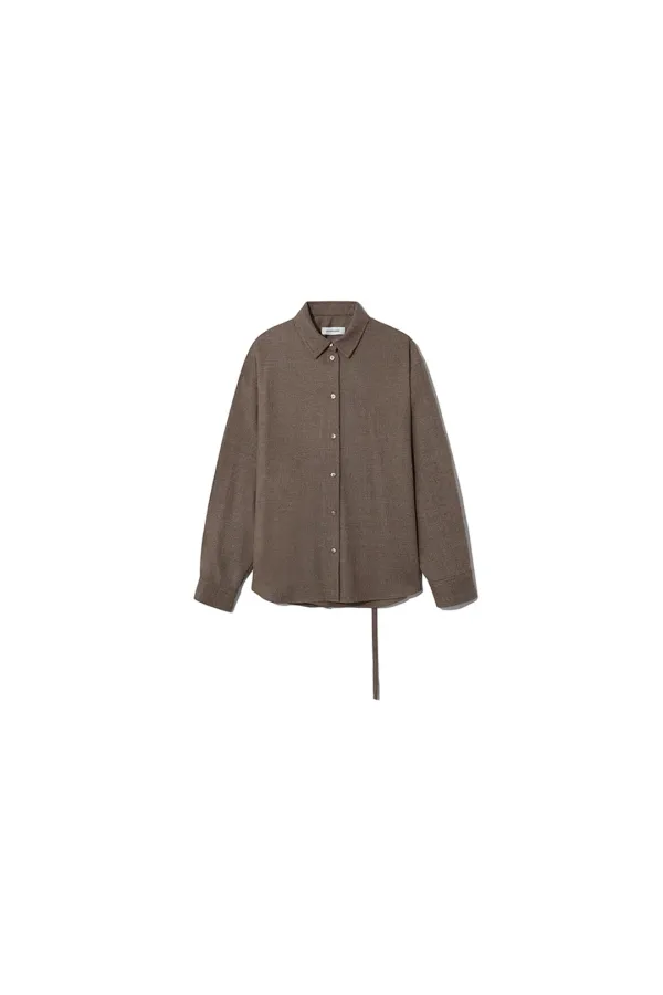 BACK STRAP STRING WOOL SHIRT [BROWN]