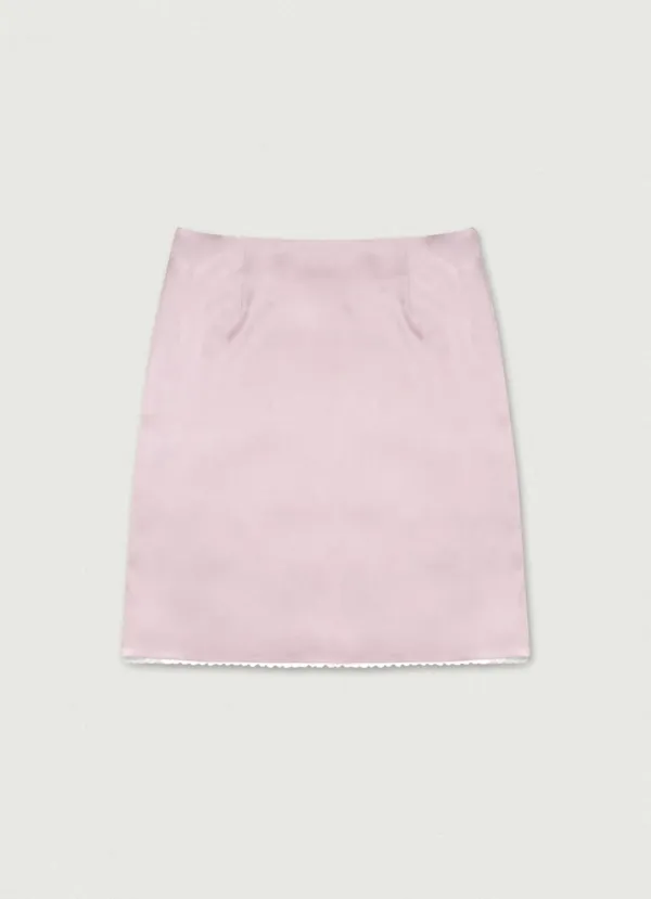 3rd/ Lace Satin Skirt [pink]