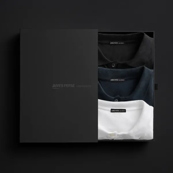 Men's Luxe Lotus Jersey Polo Gift Set - Black/White/French Navy
