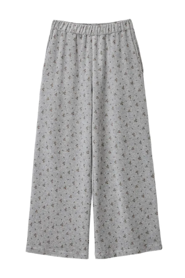 Floral Velour Easy Pants_Grey