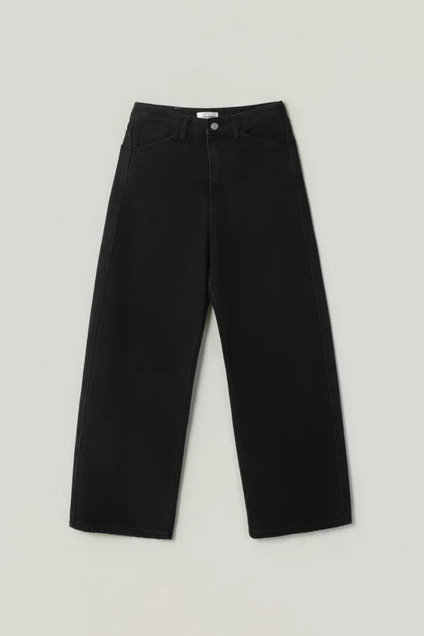 COTAN CURVED COTTON PANTS_BLACK