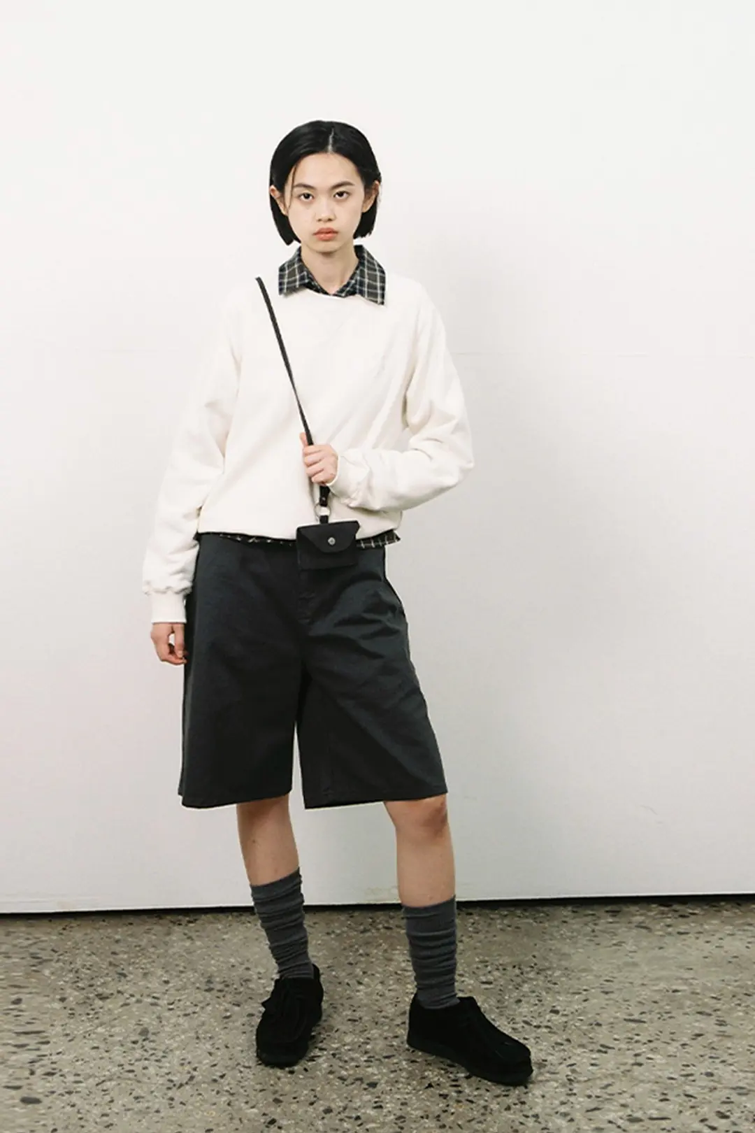 오헤시오 BERMUDA COTTON PANTS, CHARCOAL 상품 이미지 2