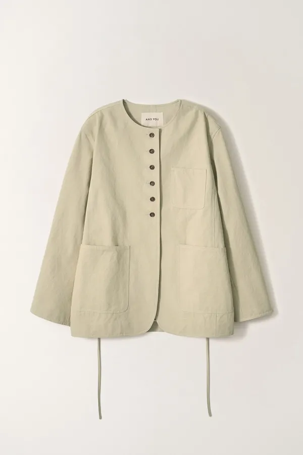 [2차] 코튼 라운드넥 자켓 (Light khaki beige)_2GSUJK02