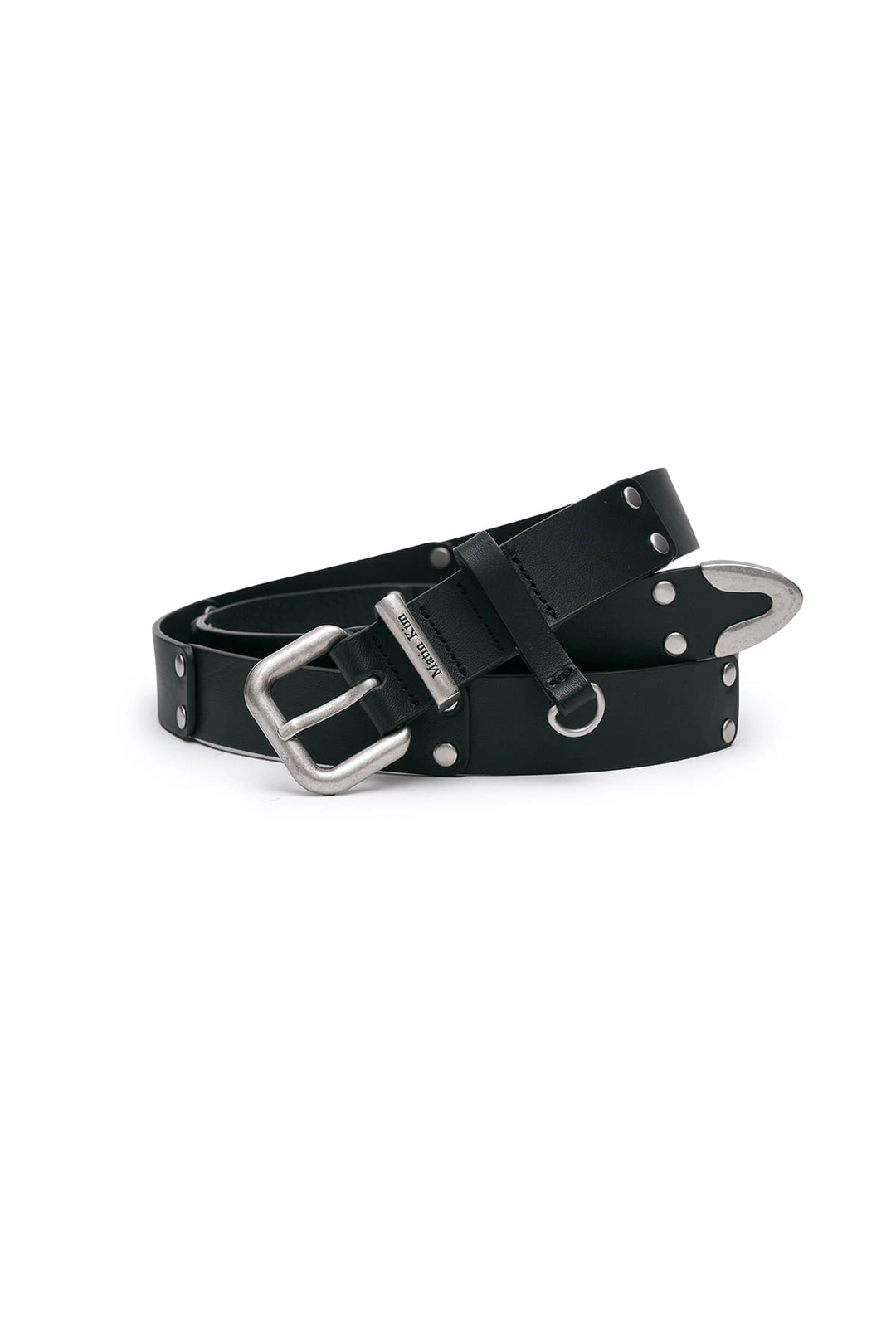 마뗑킴 DOUBLE STUD LEATHER BELT IN BLACK 상품 이미지 1