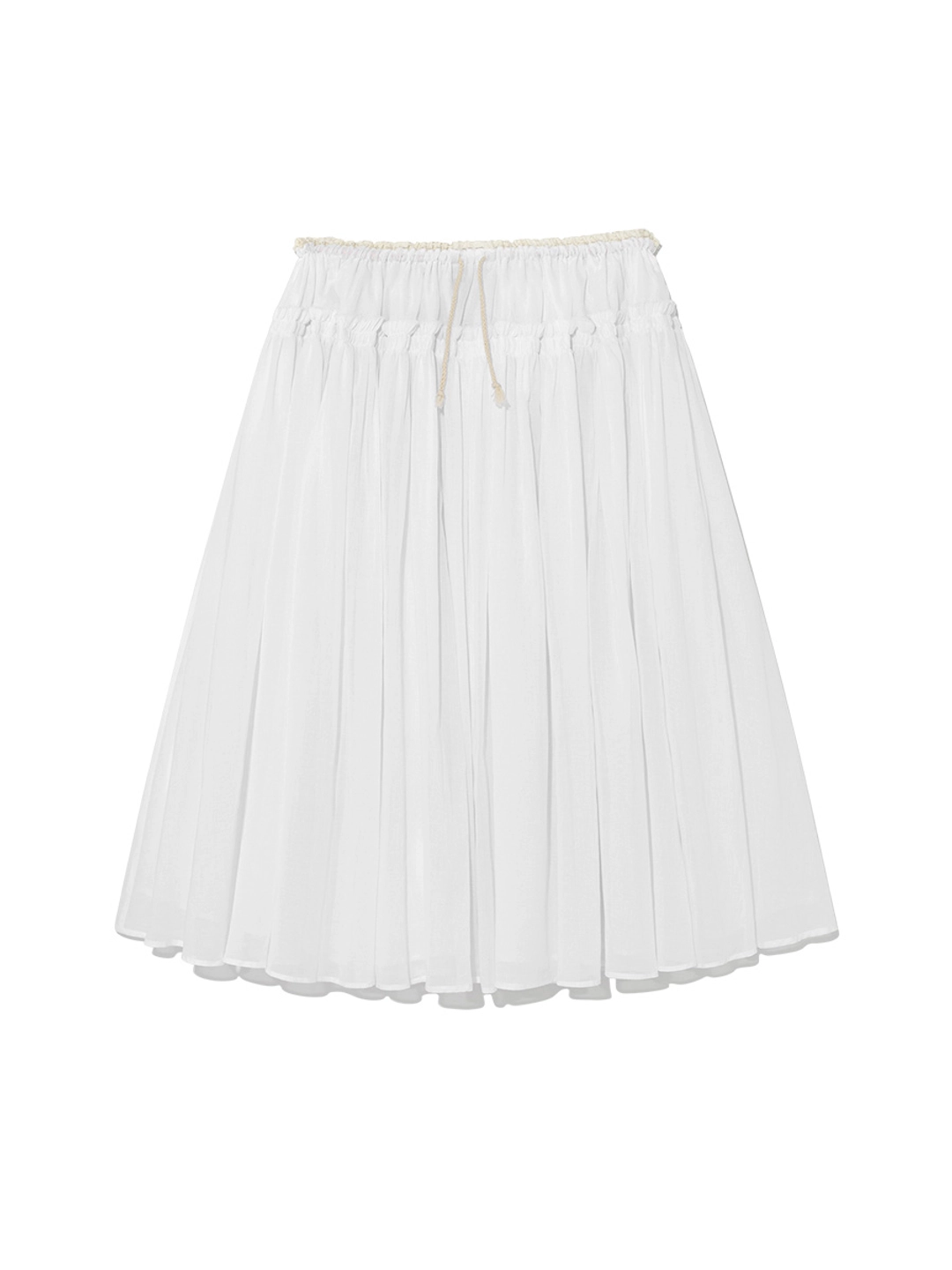 글로니 LACE STRING GATHERED LONG SKIRT (WHITE) 상품 이미지 1