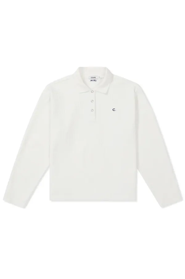 [25SS clove] Waffle Collar T-Shirt (White)