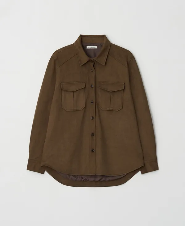 Suede Jumper Shirt_BROWN