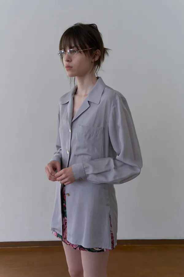SMOOTH TAILORED SILKY BLOUSE_GREY