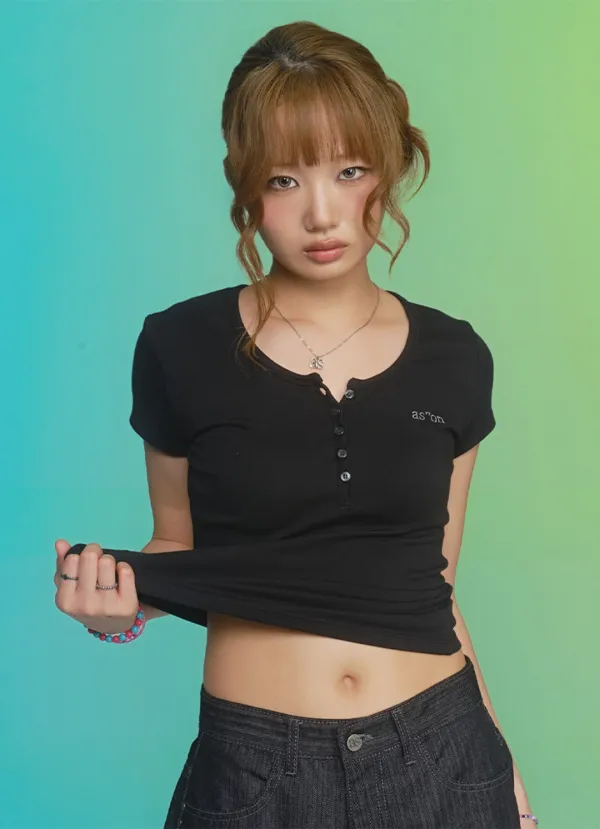EVER BUTTON TEE / BLACK