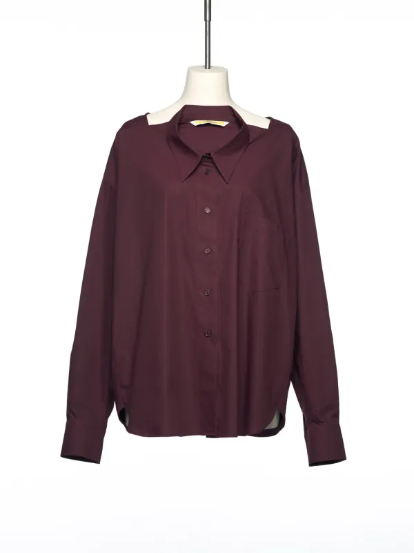 SS25 WINE MOVABLE COLLAR SHIRT