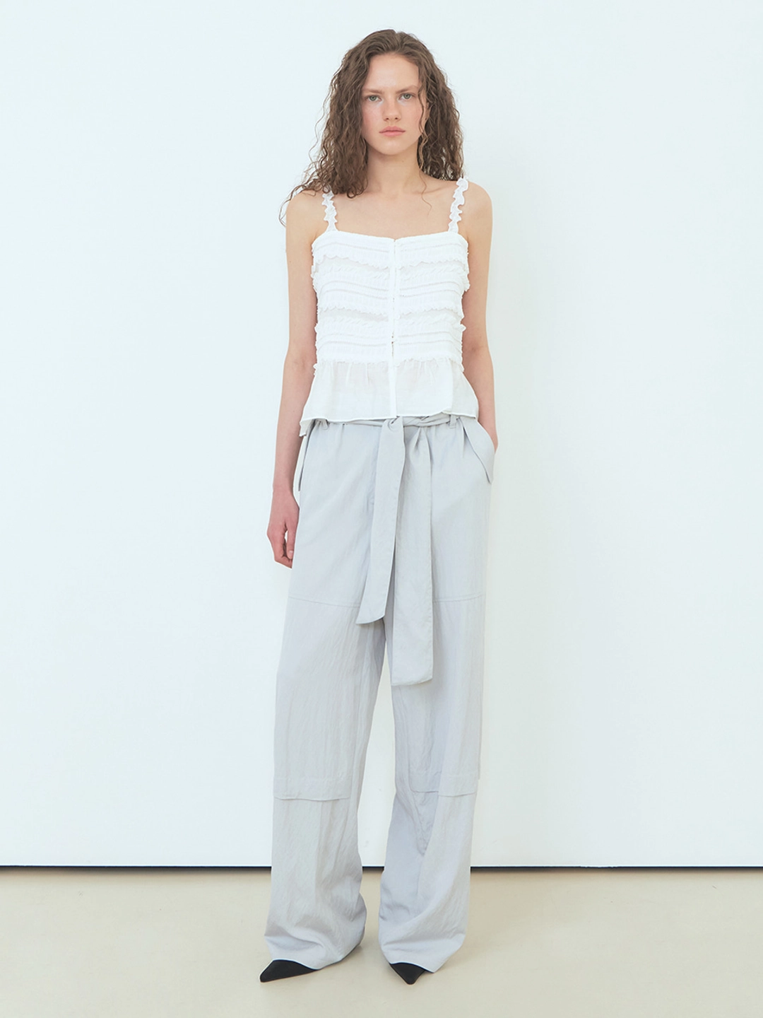 에트몽 Back String Snap Pants, Light Grey 상품 이미지 1