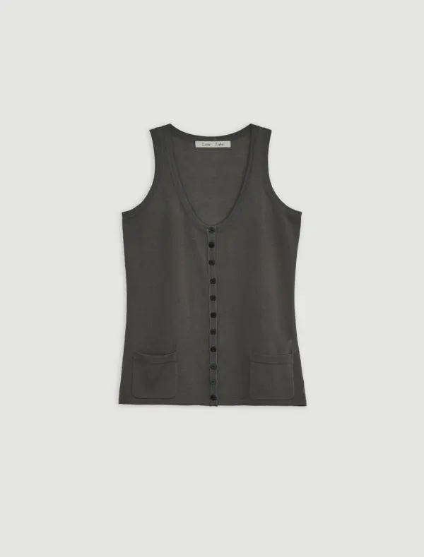 POCKET KNIT VEST [CHARCOAL]