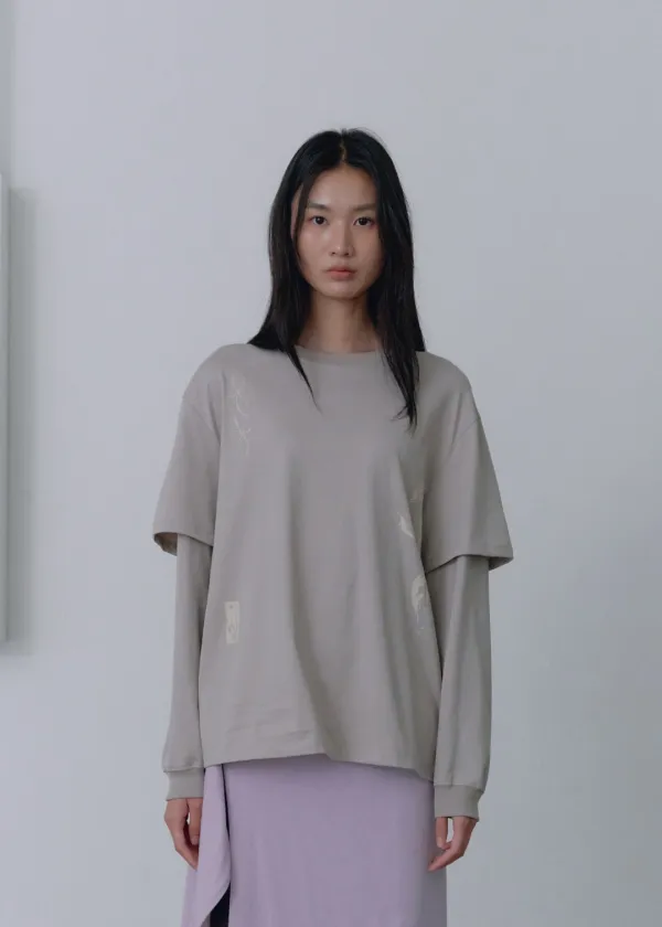 [10/7 예약배송] Layered Long Sleeve Tee_Beige