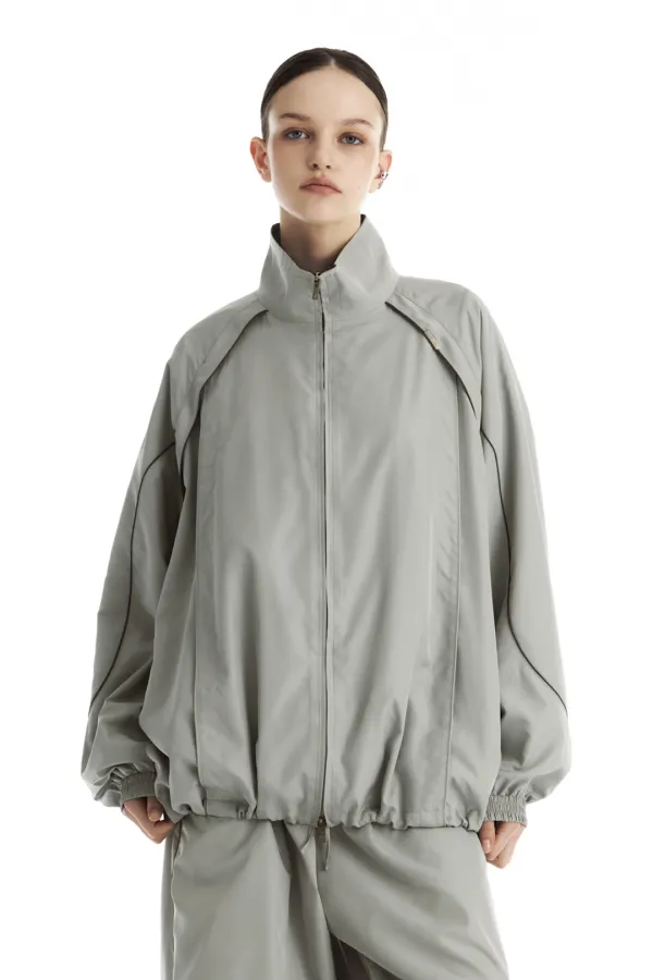 Contrast Piping Set-Up Track Jumper [ Gray ]
