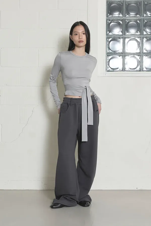 BELT LOOP SWEAT PANTS - CHARCOAL
