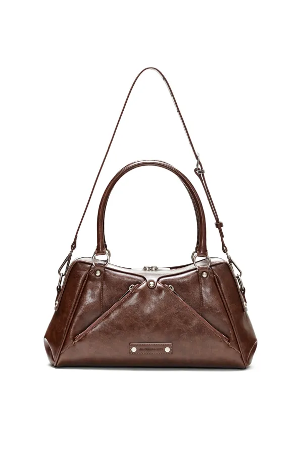 FAUX LEATHER M.O.S BAG, BROWN