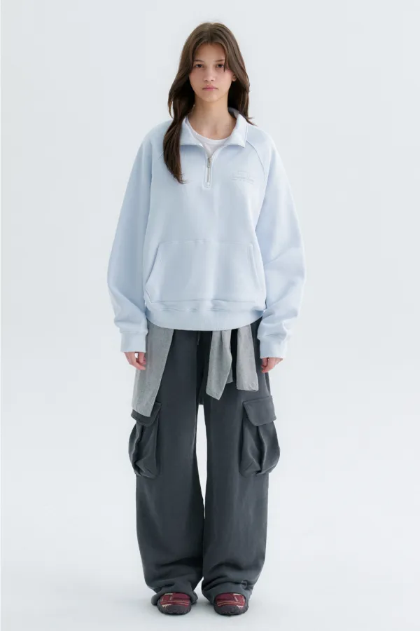 [Release] Edit Half Zip-Up Sweatshirt - Pale Blue