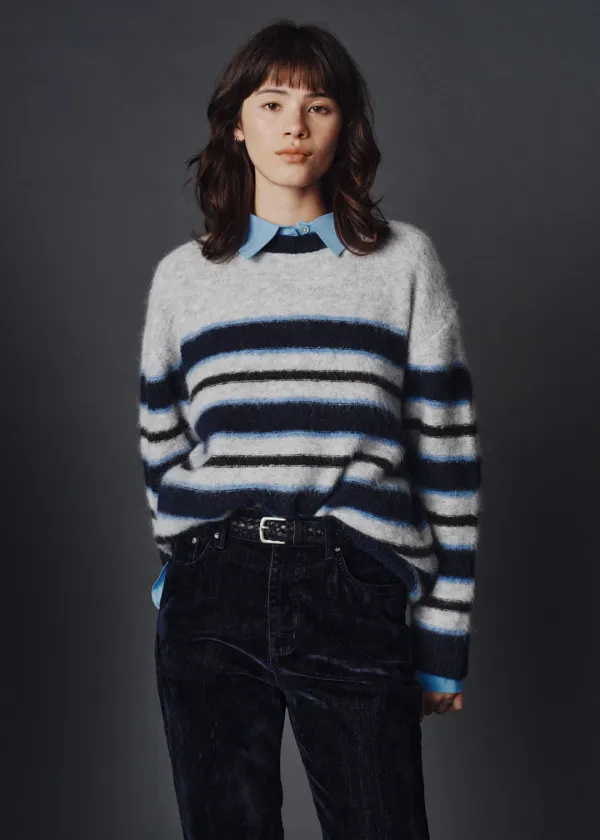 Alpaca stripe knit (blue)