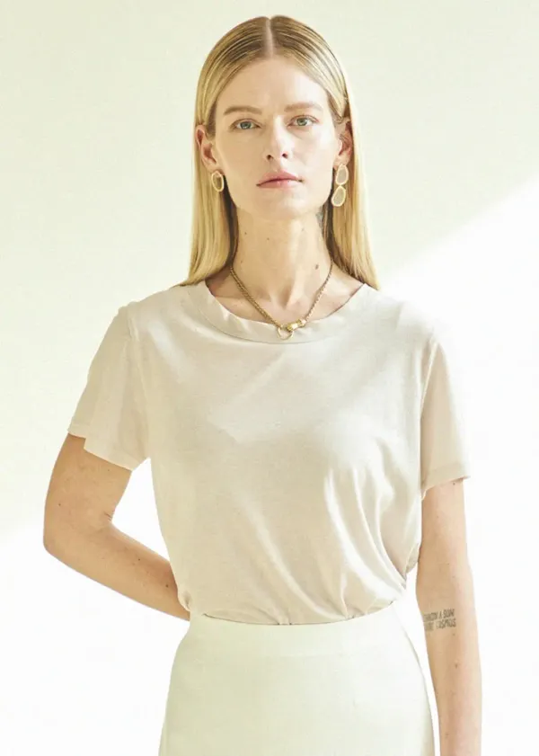 BASIC TENCEL T-SHIRT_LIGHT BEIGE