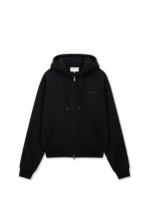 BACK LOGO ESSENTIAL HOODY ZIP UP IN BLACK