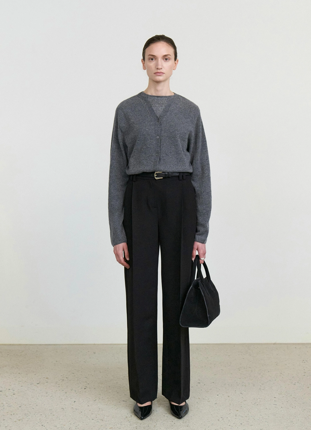 스텝어라운드 Front tuck wide slacks_BLACK 상품 이미지 2